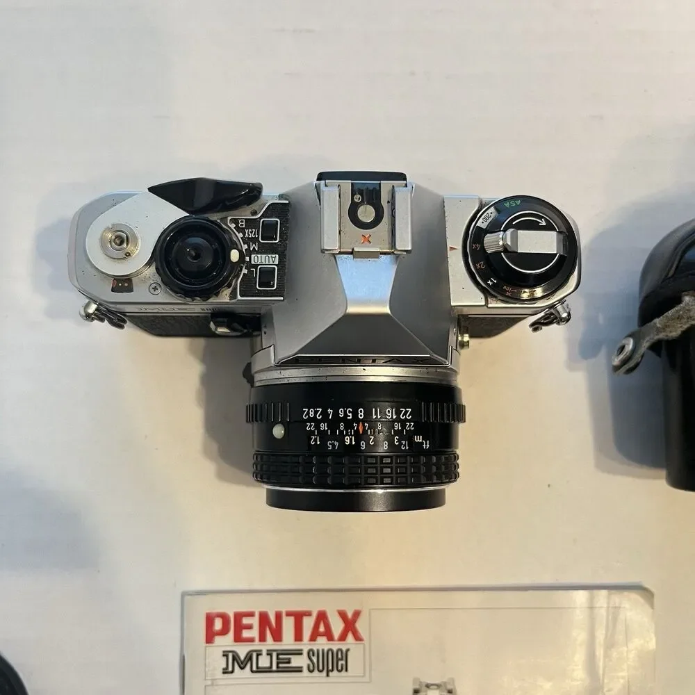 Vintage Pentax ME Super 35mm Camera W Black Case Manual